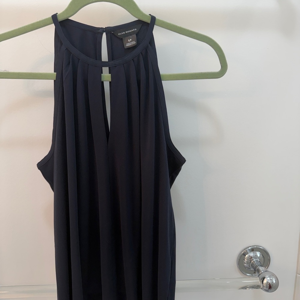 Navy halter Pleated Top